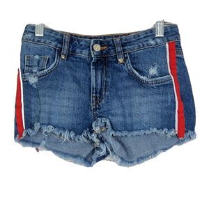 Trafaluc by Zara Womens Shorts Size 4 Distressed Red Side Striped Cut Offs